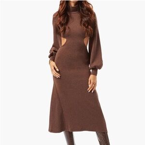WeWoreWhat Brown Bishop Sleeve Sheath Dress